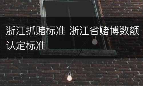 浙江抓赌标准 浙江省赌博数额认定标准