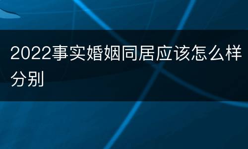 2022事实婚姻同居应该怎么样分别