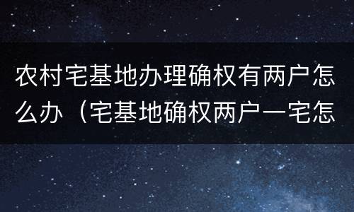 农村宅基地办理确权有两户怎么办（宅基地确权两户一宅怎么办）