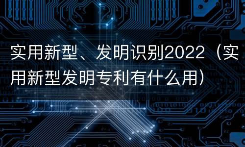 实用新型、发明识别2022（实用新型发明专利有什么用）