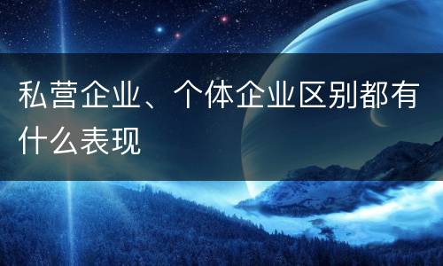 私营企业、个体企业区别都有什么表现