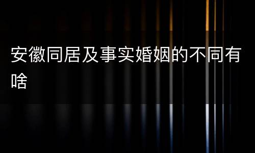 安徽同居及事实婚姻的不同有啥