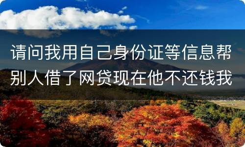 请问我用自己身份证等信息帮别人借了网贷现在他不还钱我该怎么做