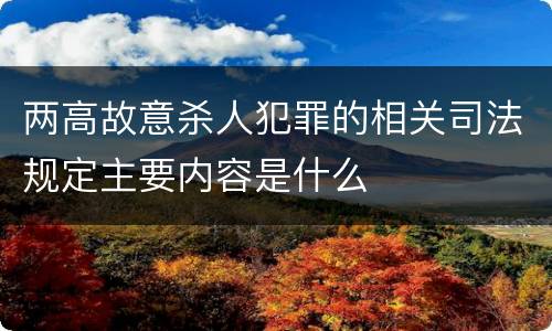 两高故意杀人犯罪的相关司法规定主要内容是什么