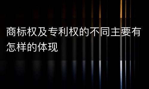 商标权及专利权的不同主要有怎样的体现