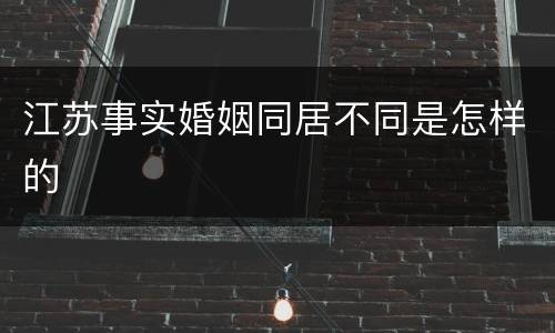 江苏事实婚姻同居不同是怎样的