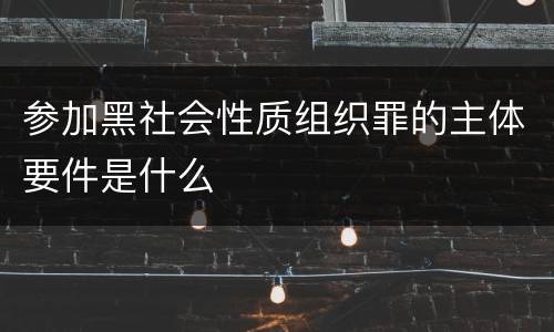 参加黑社会性质组织罪的主体要件是什么