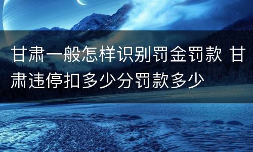 甘肃一般怎样识别罚金罚款 甘肃违停扣多少分罚款多少