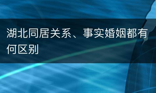 湖北同居关系、事实婚姻都有何区别