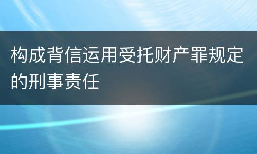 构成背信运用受托财产罪规定的刑事责任