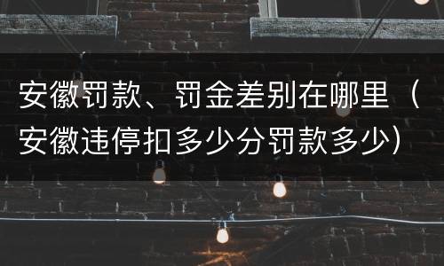 安徽罚款、罚金差别在哪里（安徽违停扣多少分罚款多少）