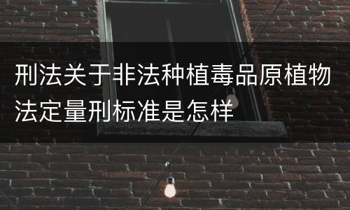 刑法关于非法种植毒品原植物法定量刑标准是怎样