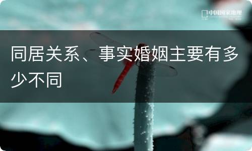 同居关系、事实婚姻主要有多少不同