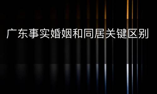 广东事实婚姻和同居关键区别