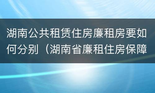 湖南公共租赁住房廉租房要如何分别（湖南省廉租住房保障办法）