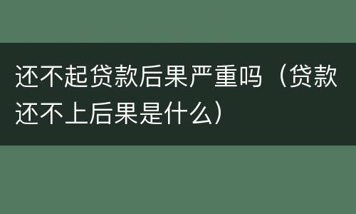 还不起贷款后果严重吗（贷款还不上后果是什么）