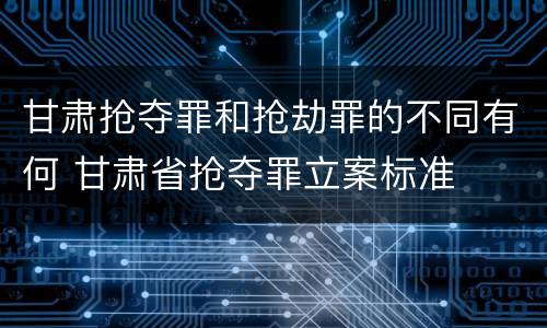 甘肃抢夺罪和抢劫罪的不同有何 甘肃省抢夺罪立案标准