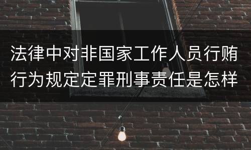 法律中对非国家工作人员行贿行为规定定罪刑事责任是怎样