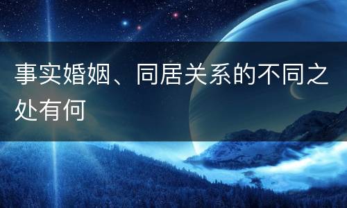 事实婚姻、同居关系的不同之处有何