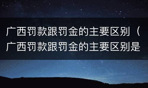 广西罚款跟罚金的主要区别（广西罚款跟罚金的主要区别是什么）