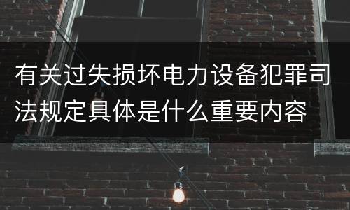 有关过失损坏电力设备犯罪司法规定具体是什么重要内容