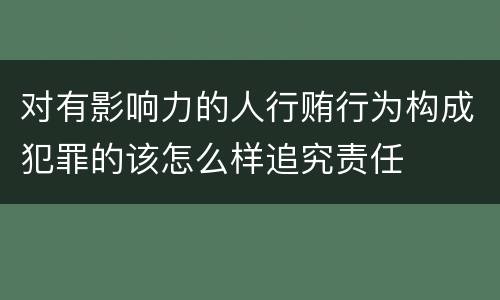 对有影响力的人行贿行为构成犯罪的该怎么样追究责任