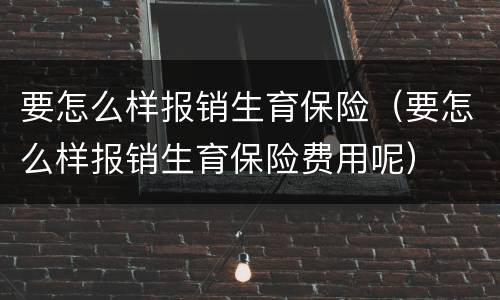 要怎么样报销生育保险（要怎么样报销生育保险费用呢）