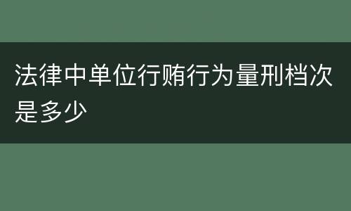 法律中单位行贿行为量刑档次是多少