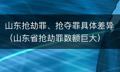 山东抢劫罪、抢夺罪具体差异（山东省抢劫罪数额巨大）