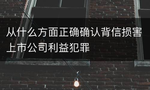 从什么方面正确确认背信损害上市公司利益犯罪