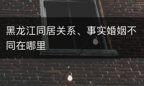 黑龙江同居关系、事实婚姻不同在哪里