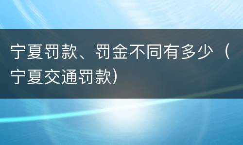 宁夏罚款、罚金不同有多少（宁夏交通罚款）