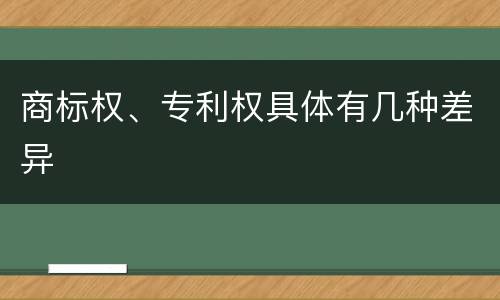 商标权、专利权具体有几种差异