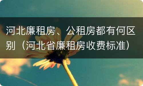 河北廉租房、公租房都有何区别（河北省廉租房收费标准）