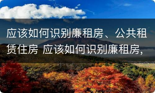 应该如何识别廉租房、公共租赁住房 应该如何识别廉租房,公共租赁住房呢