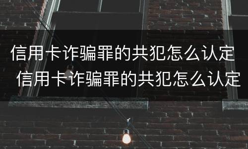 信用卡诈骗罪的共犯怎么认定 信用卡诈骗罪的共犯怎么认定的