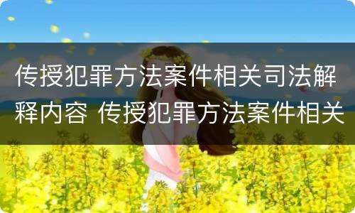 传授犯罪方法案件相关司法解释内容 传授犯罪方法案件相关司法解释内容是什么