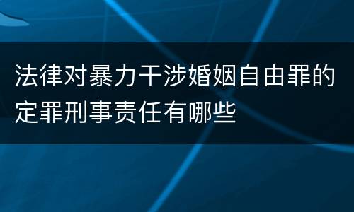 法律对暴力干涉婚姻自由罪的定罪刑事责任有哪些