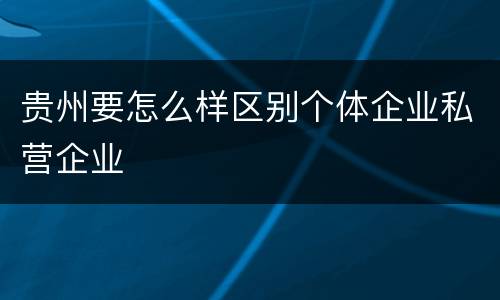 贵州要怎么样区别个体企业私营企业