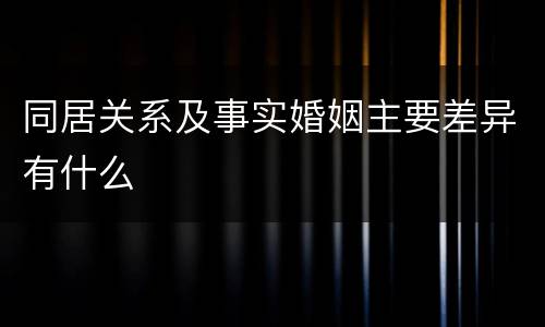 同居关系及事实婚姻主要差异有什么