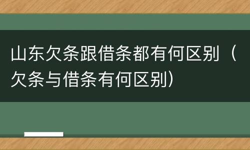 山东欠条跟借条都有何区别（欠条与借条有何区别）