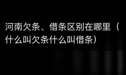 河南欠条、借条区别在哪里（什么叫欠条什么叫借条）