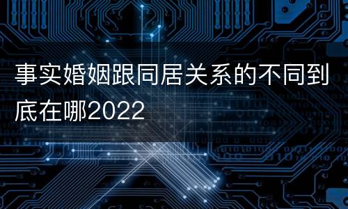 事实婚姻跟同居关系的不同到底在哪2022