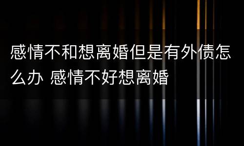 感情不和想离婚但是有外债怎么办 感情不好想离婚