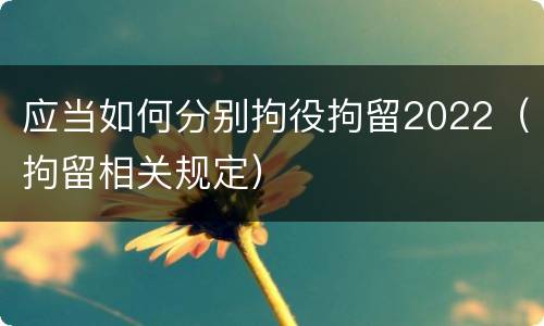 应当如何分别拘役拘留2022（拘留相关规定）