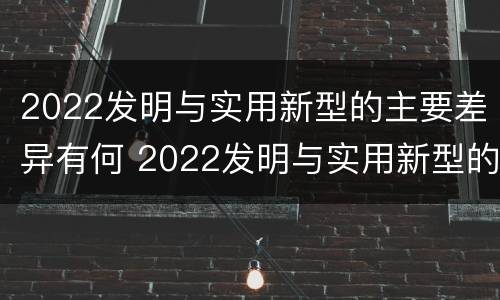 2022发明与实用新型的主要差异有何 2022发明与实用新型的主要差异有何意义