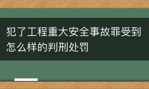 犯了工程重大安全事故罪受到怎么样的判刑处罚