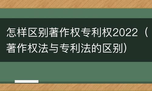 怎样区别著作权专利权2022（著作权法与专利法的区别）