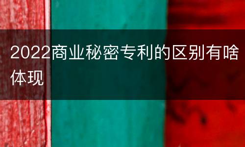 2022商业秘密专利的区别有啥体现