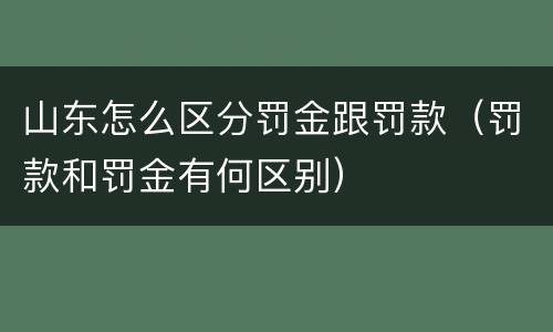 山东怎么区分罚金跟罚款（罚款和罚金有何区别）